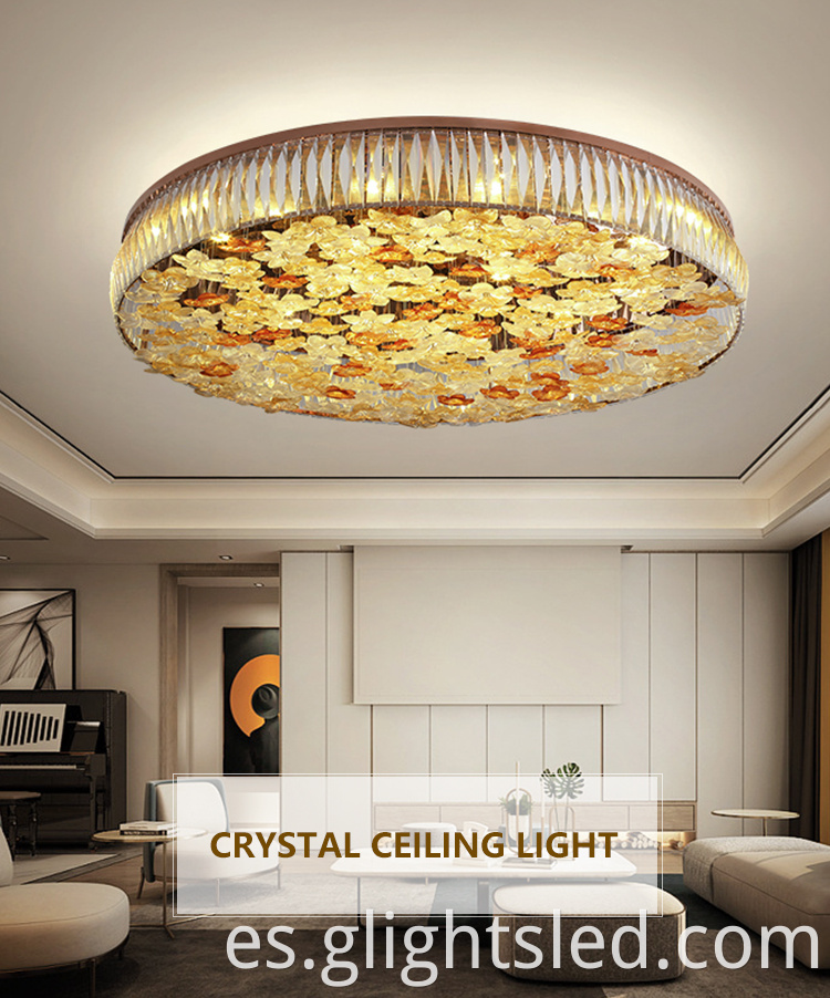 G-Lights Lámpara colgante de araña de cristal redonda decorativa para interiores de buena calidad para sala de estar